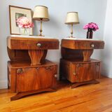 Paire de tables de chevet en noyer blond, Art déco 1940