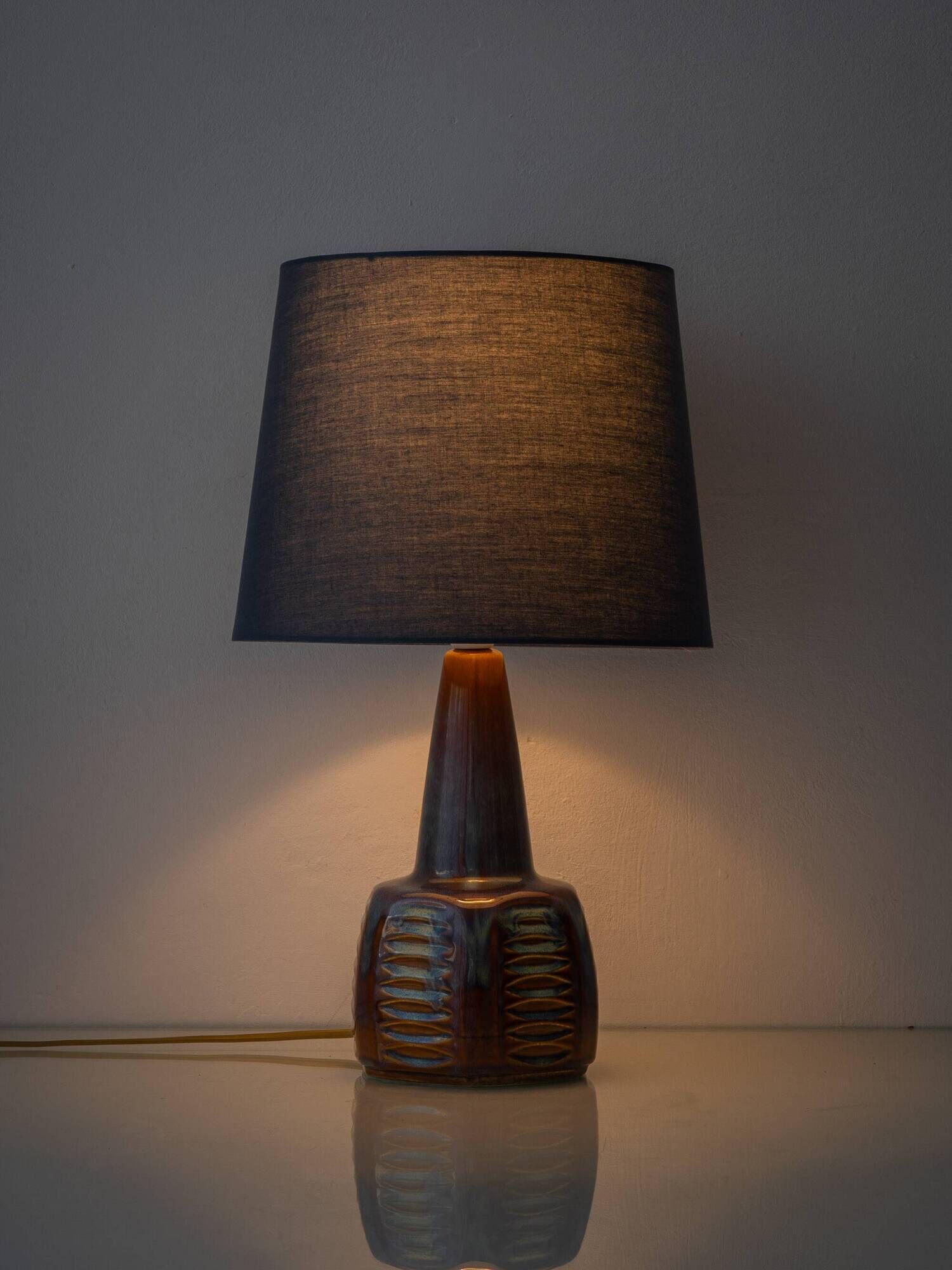Søholm Danish Modern Stoneware Table Lamp, Brown and Blue Glaze, New Shade