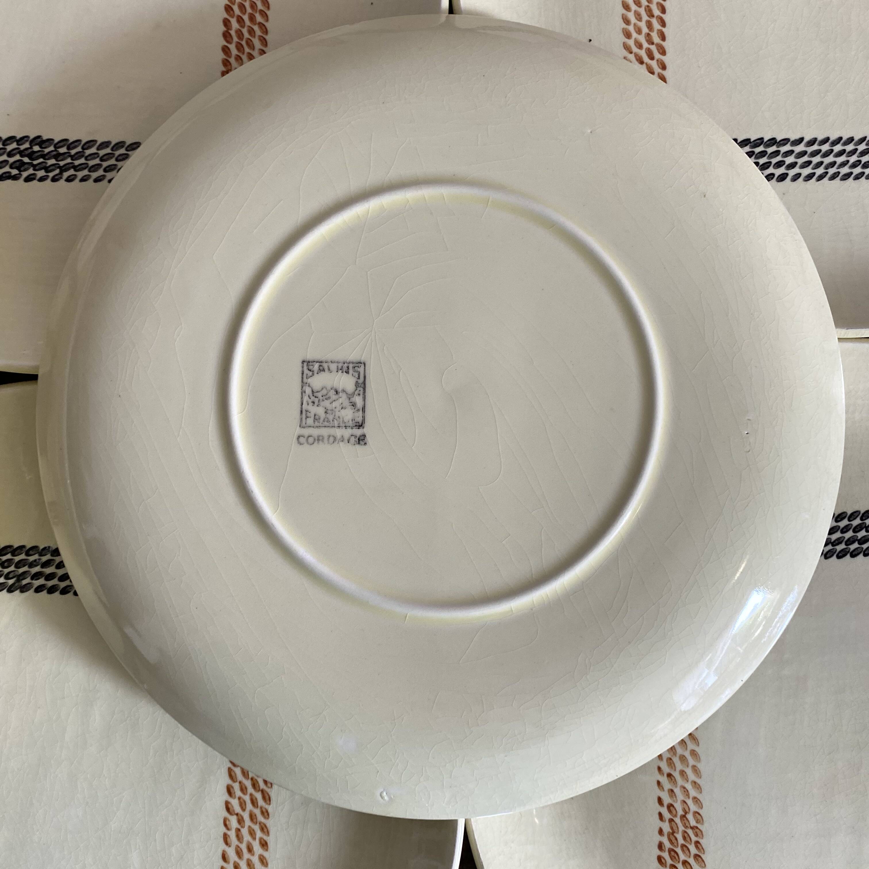 Salins France "rope" dinner plates, 1950s