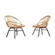 Pair of rattan and metal shell chairs, 1960