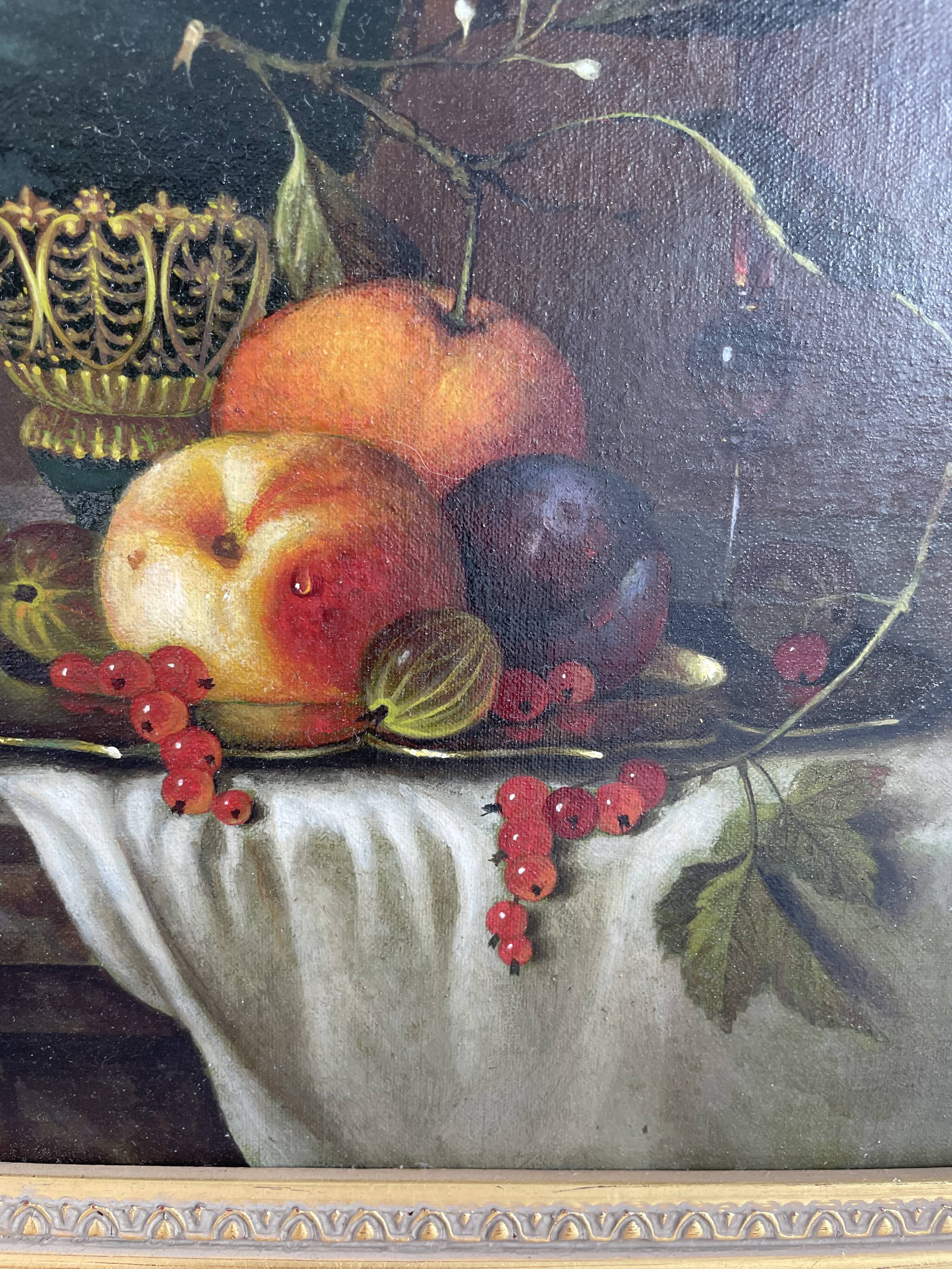 Oil painting, sergei smetanin, still life with marble vase, signed, gilded wood frame, russia