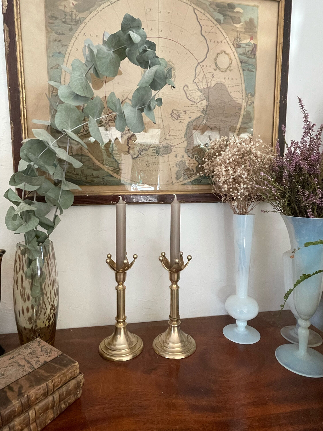 Pair of Scandinavian brass candle holders