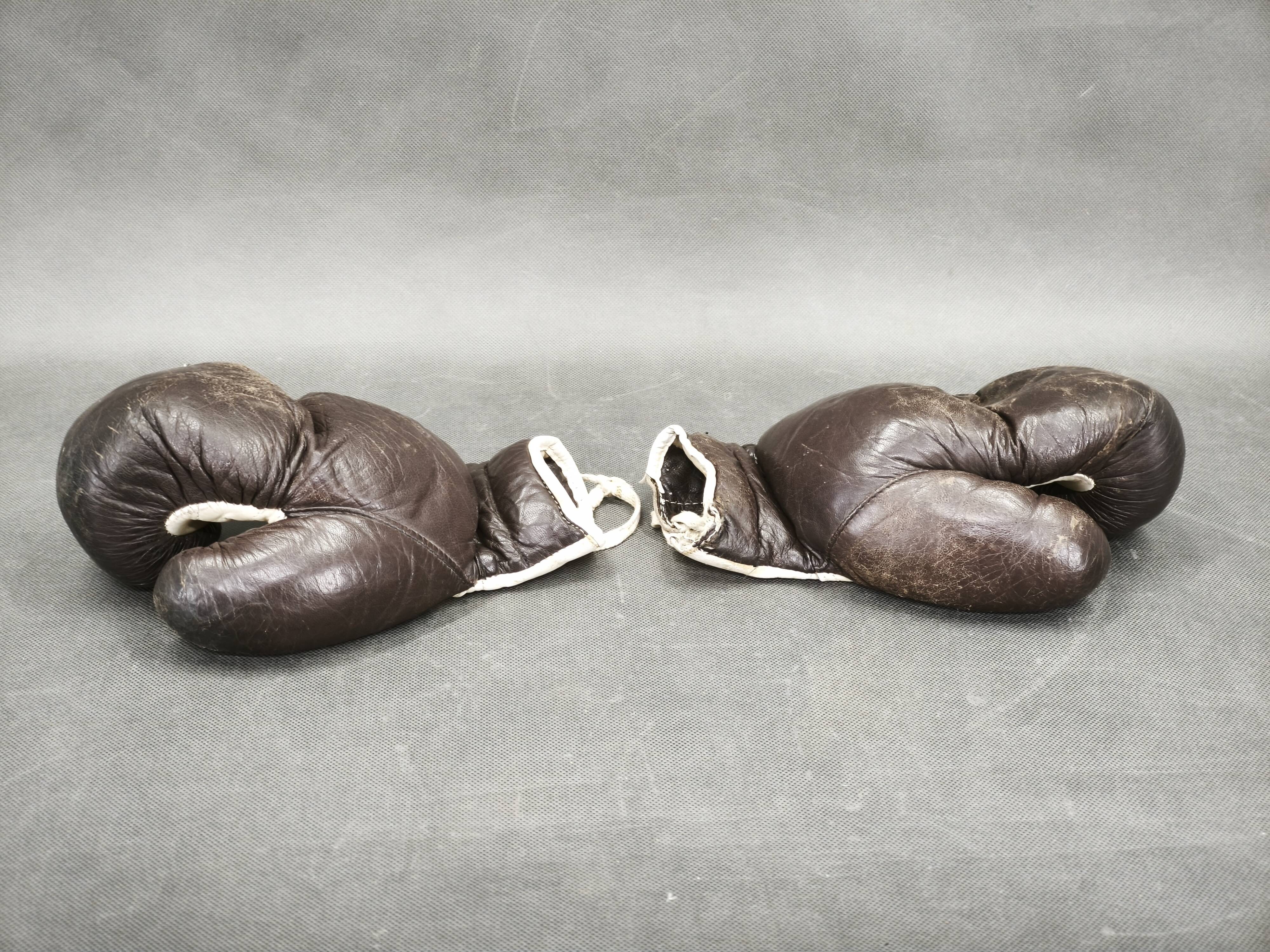 1940s Leather Boxing Gloves and Punching Ball, Czechoslovakia