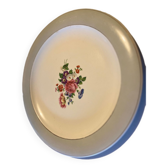 Grande assiette plate vintage en porcelaine opaque de Salins
