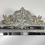 Grand miroir Venitien aux Cygnes, Glace Murano du XIXe siècle biseauté 133