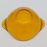 3 large emerald green tempered glass ear bowls VERECO France 1970