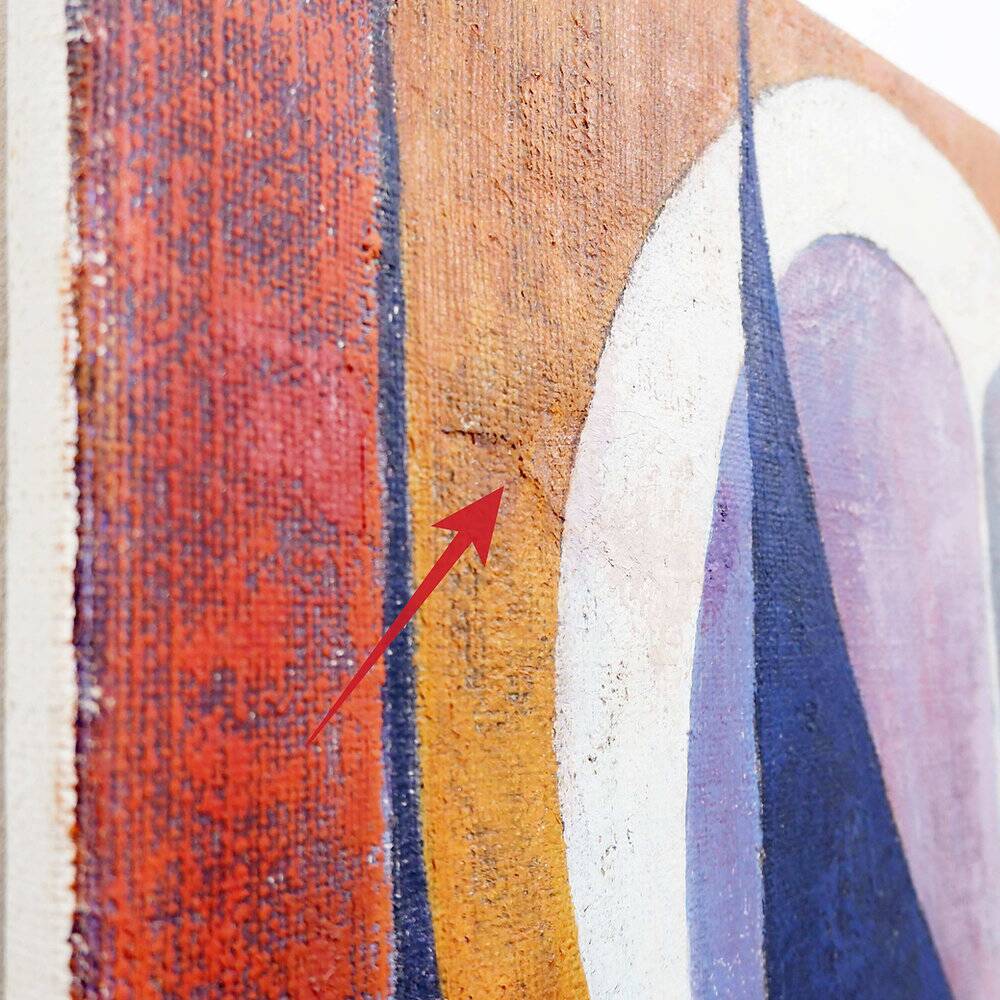 Abstract oil painting on canvas by gelper mon (belgium 1930)