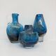 Set of 6 Schot Wiesel glass vases Bavarian Glass Art 'Florida' by Heinrich Löffelhardt blue bubbles 1970s Germany