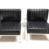Stoll Giroflex set of 2 leather lounge chairs, 1970