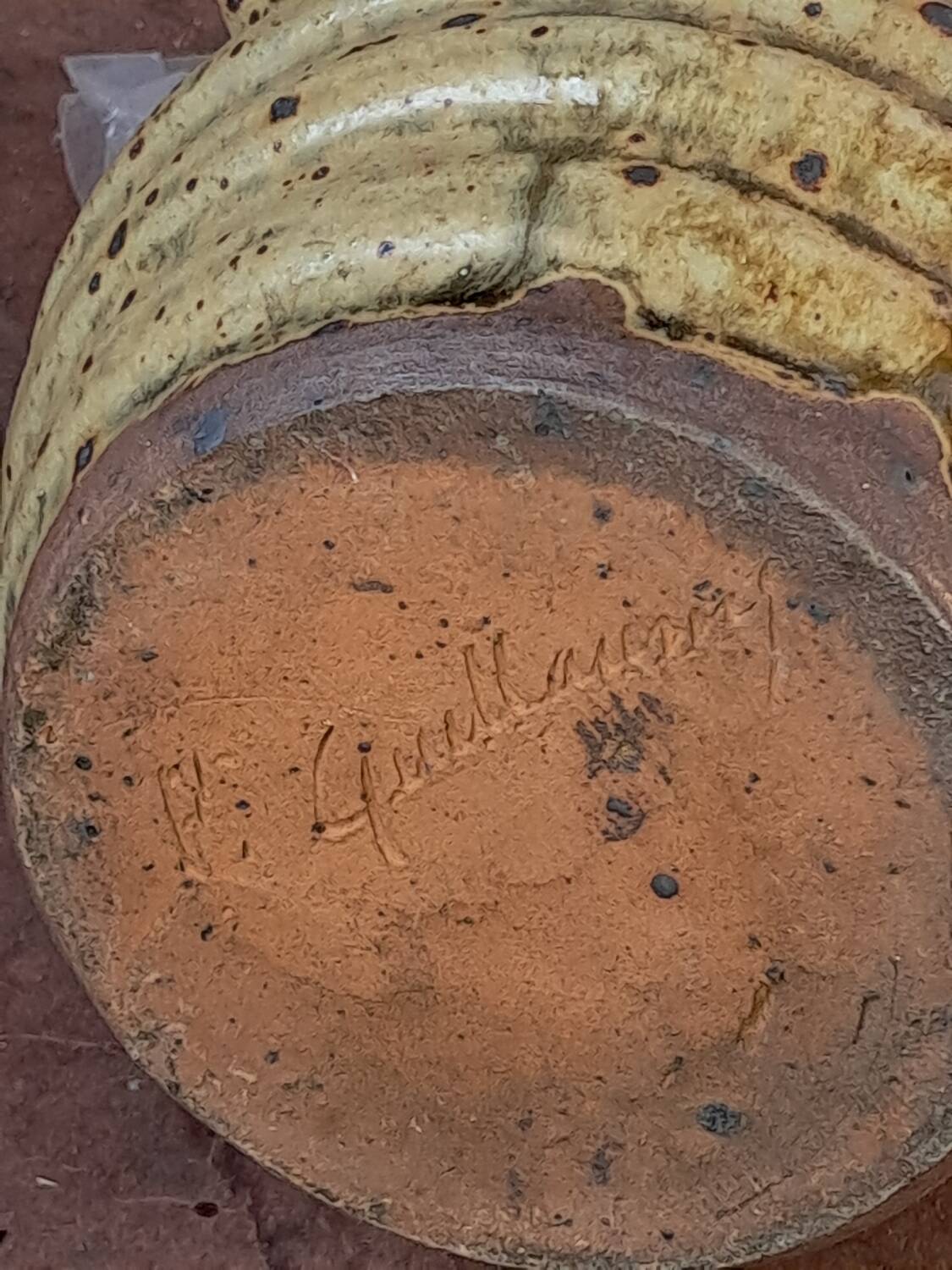 Glazed stoneware pitcher