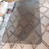 Large travertine coffee table and smoked glass