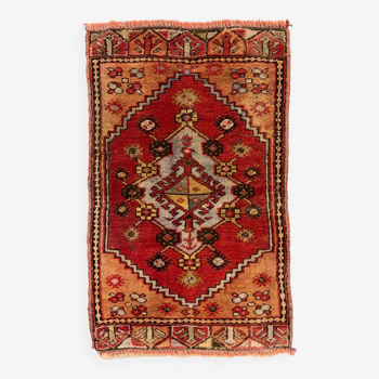 Petit tapis turc vintage 92x55 cm, Short Runner, Tribal, Shabby, Mini Tapis