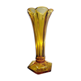 Val Saint Lambert Art deco vaas, serie Luxval model Américain S, amber