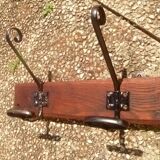 Metal and solid wood hooks, vintage