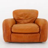 1970s  Cognac Leather Armchair ,Italy
