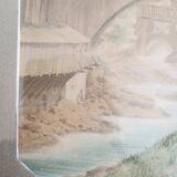 Golden stucco frame with pretty landscape