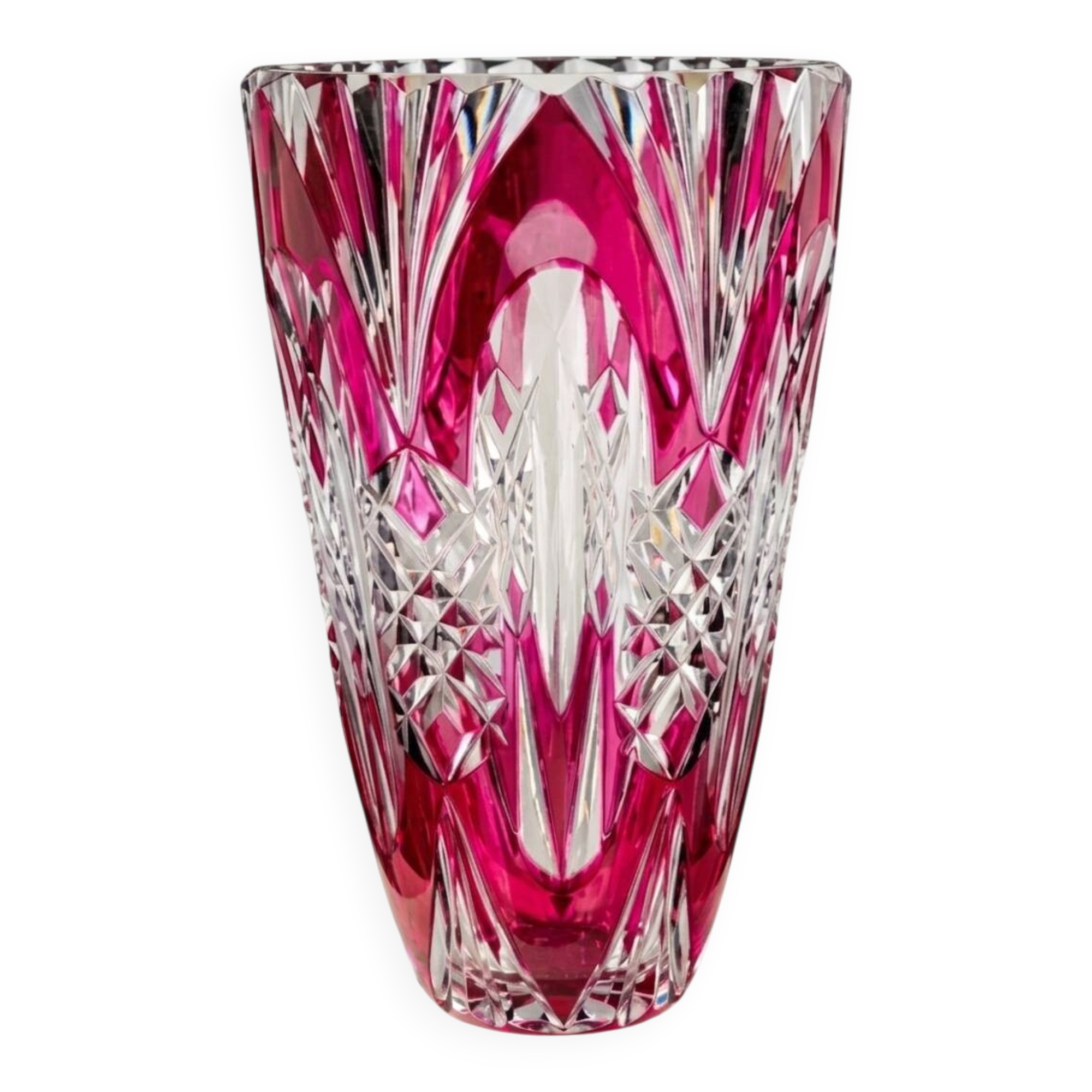 Val Saint Lambert vase in cut ruby double crystal – circa 1920-1950
