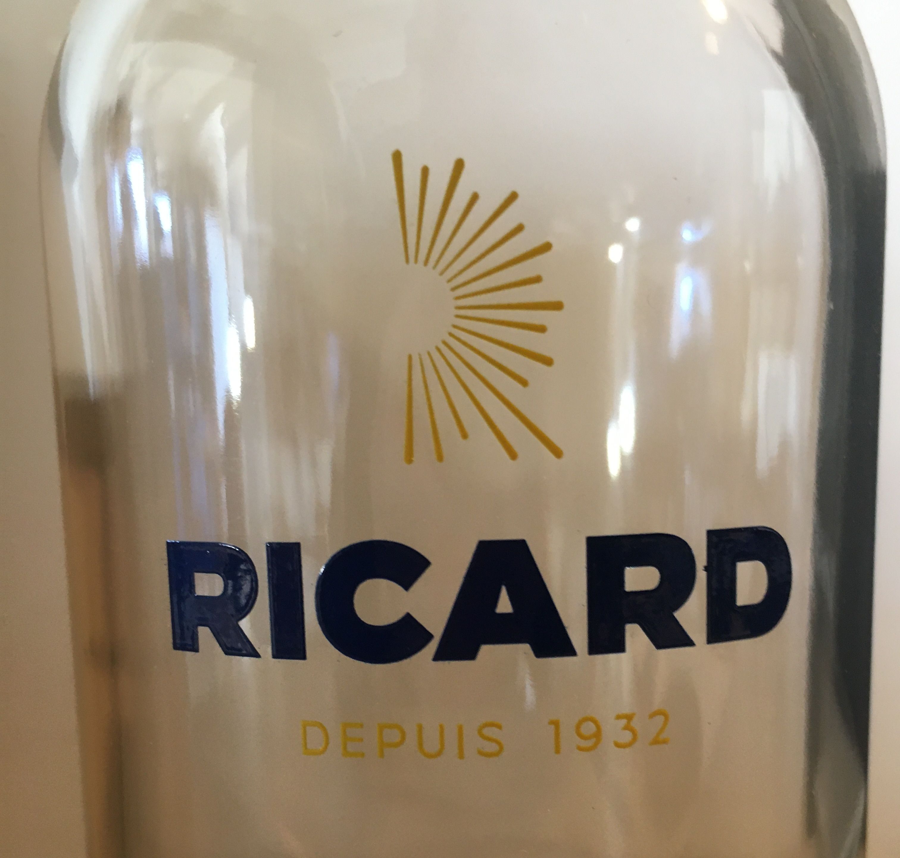 Ricard 6 glasses and carafe anniversary model "1932" signed Lehanneur
