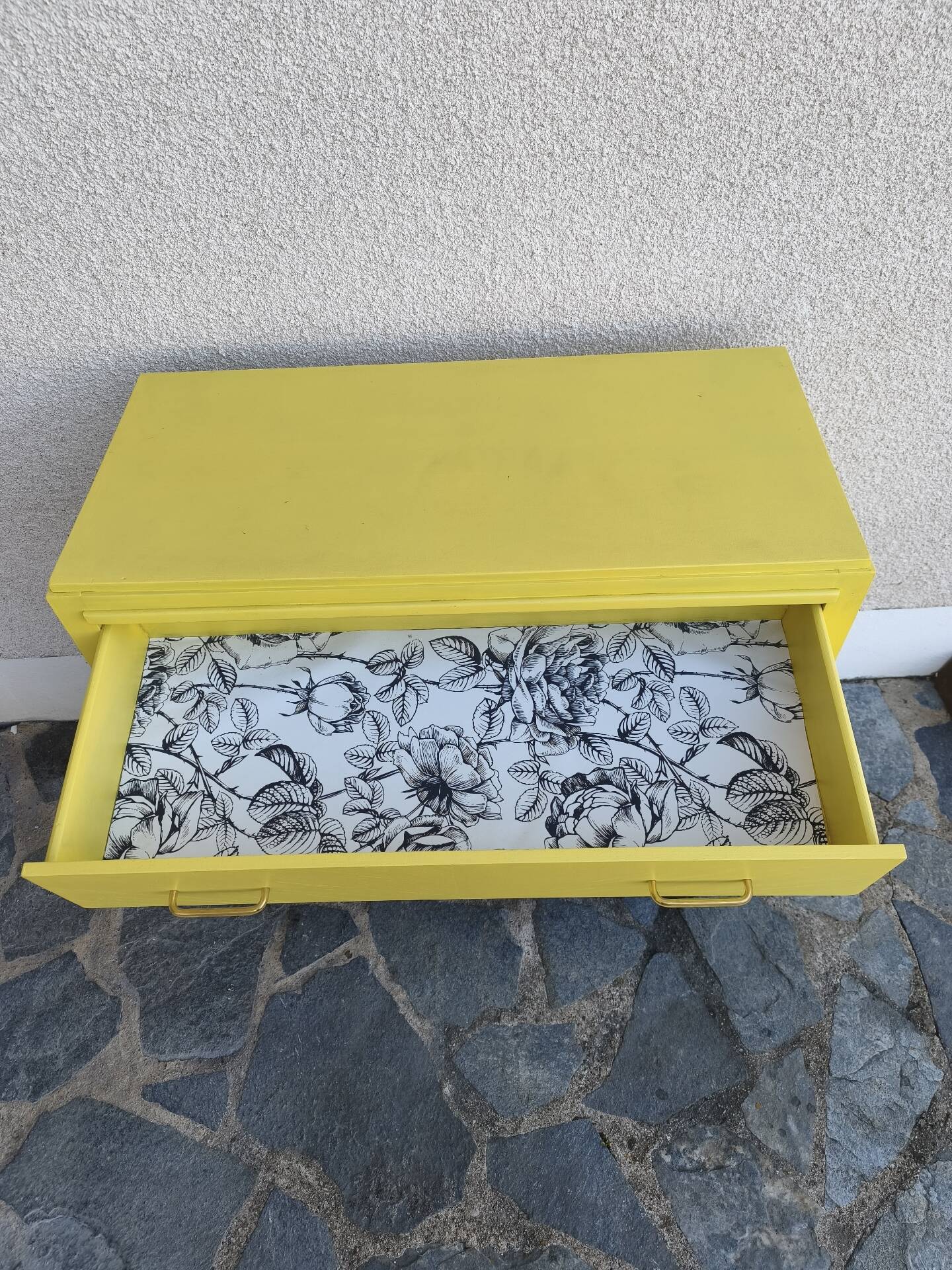 Vintage Scandinavian yellow chest of drawers