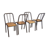 Lot of 4 industrial chairs metal and wood 50