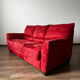 Vintage 3 Seat Red Velour Sofa, Ikea 1990s