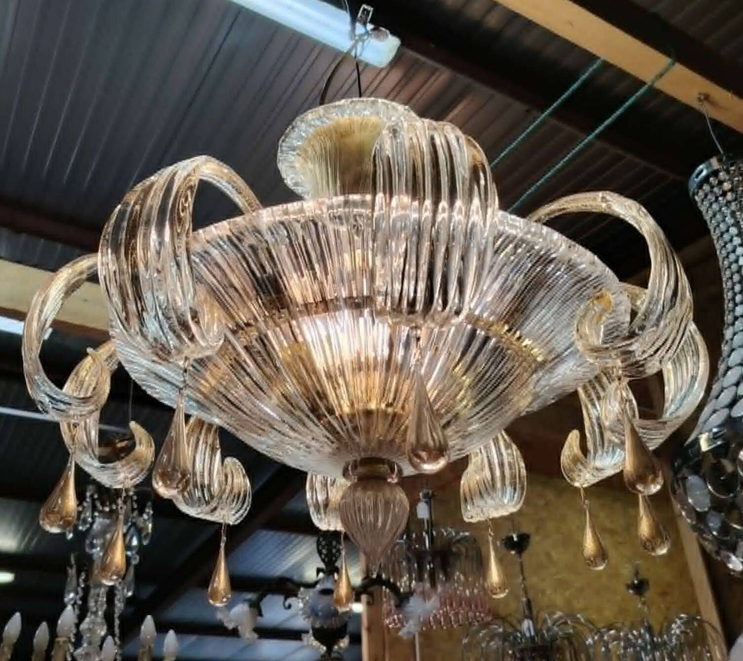 Important lustre Murano in transparent blown glass