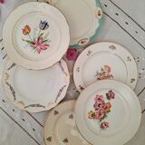 6 old flat plates mismatched
