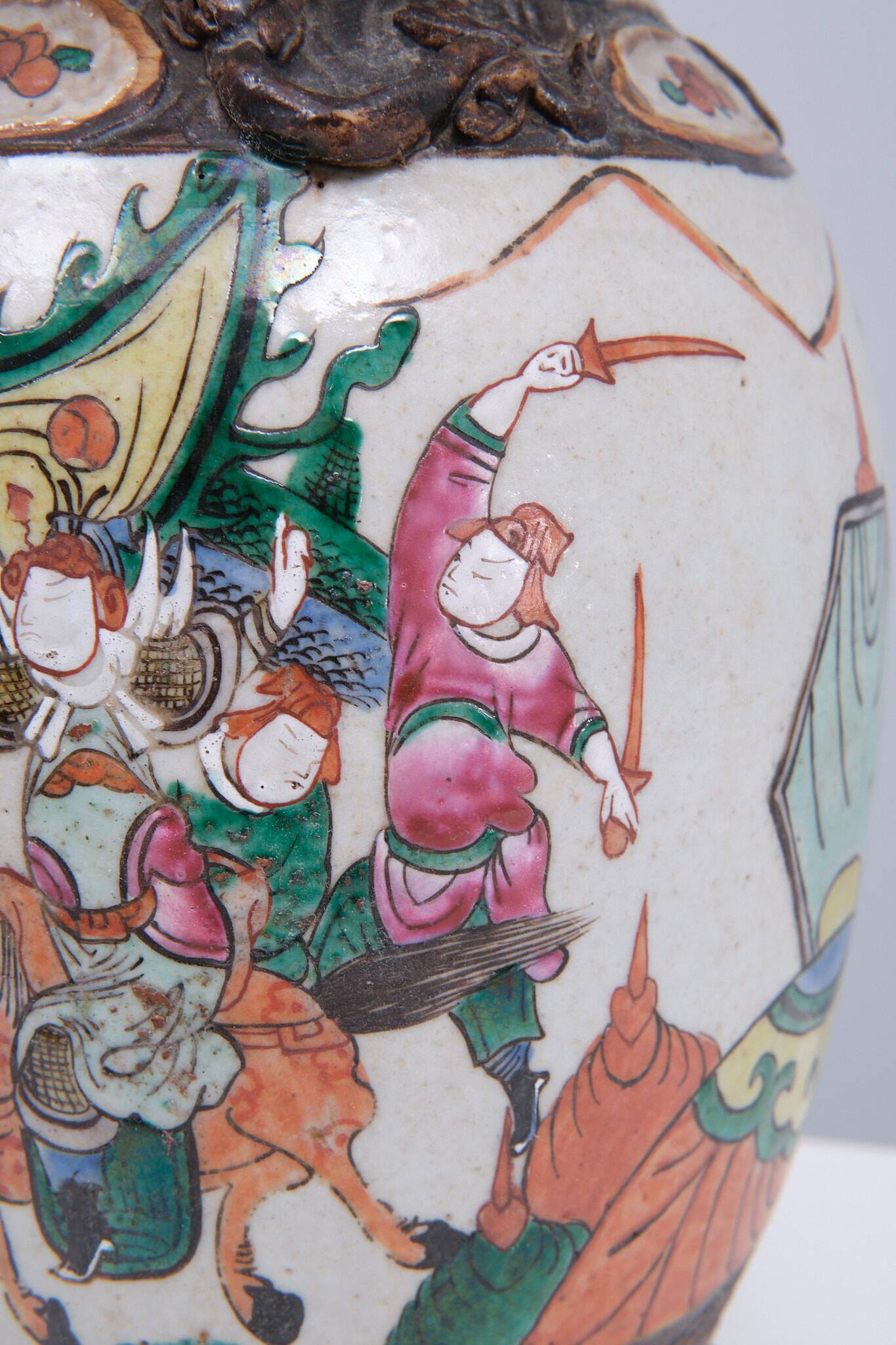 Nanking Earth-ware table lamp 1890s China