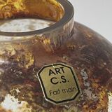 Unique piece 'art cs' handmade - glass vase, circa 1970