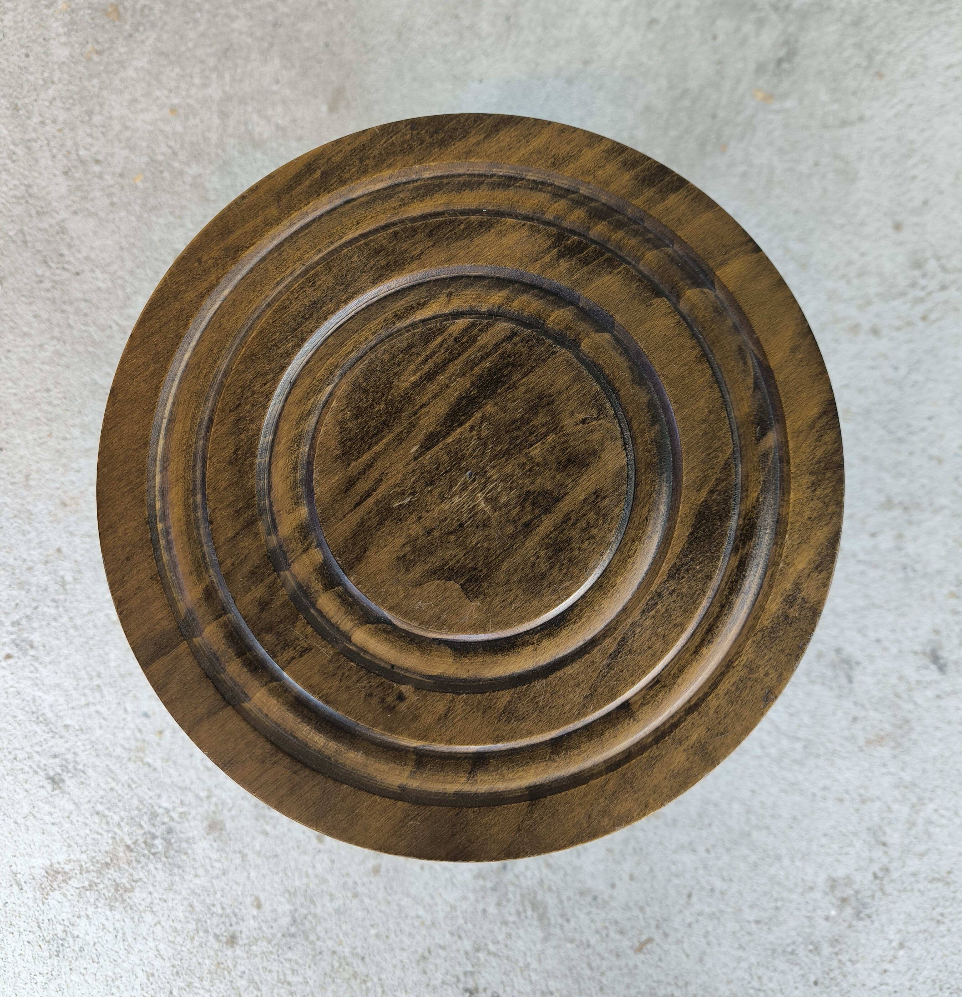 Tabouret vintage tripode bois massif