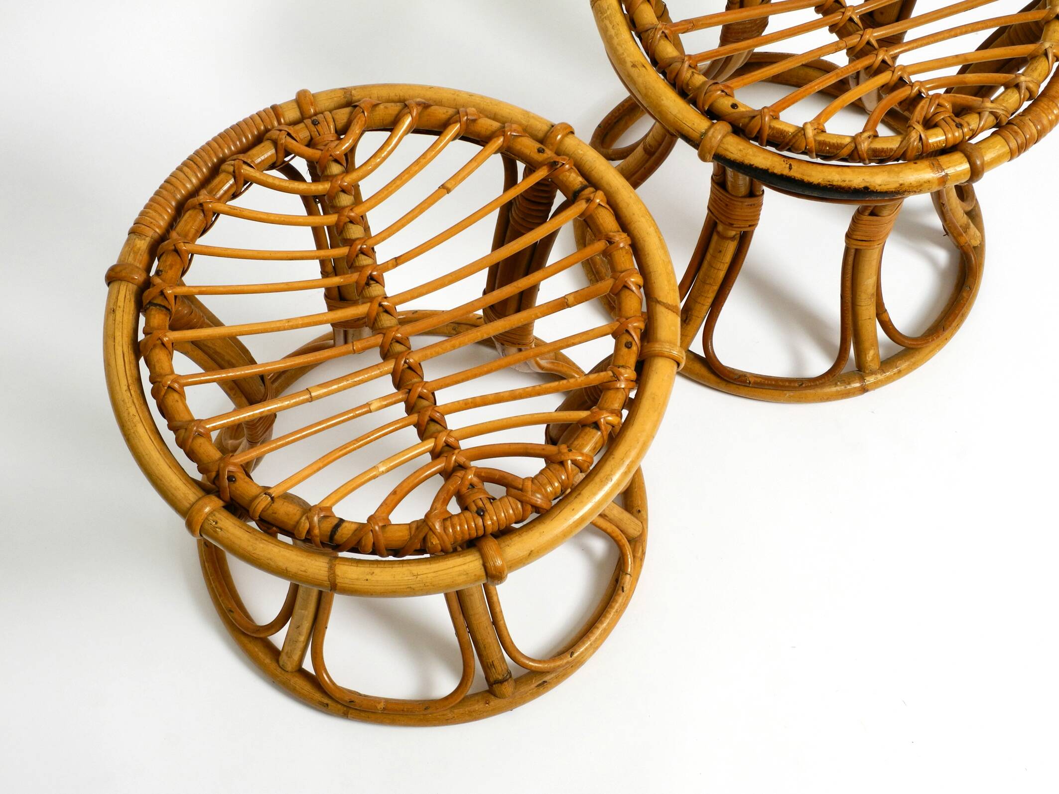 Pair of beautiful rare original 1960's Italian bamboo stools