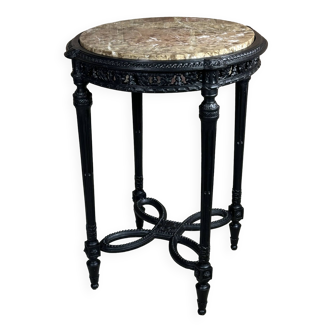 Louis XVI style wooden pedestal table with marble top, Napoleon III period