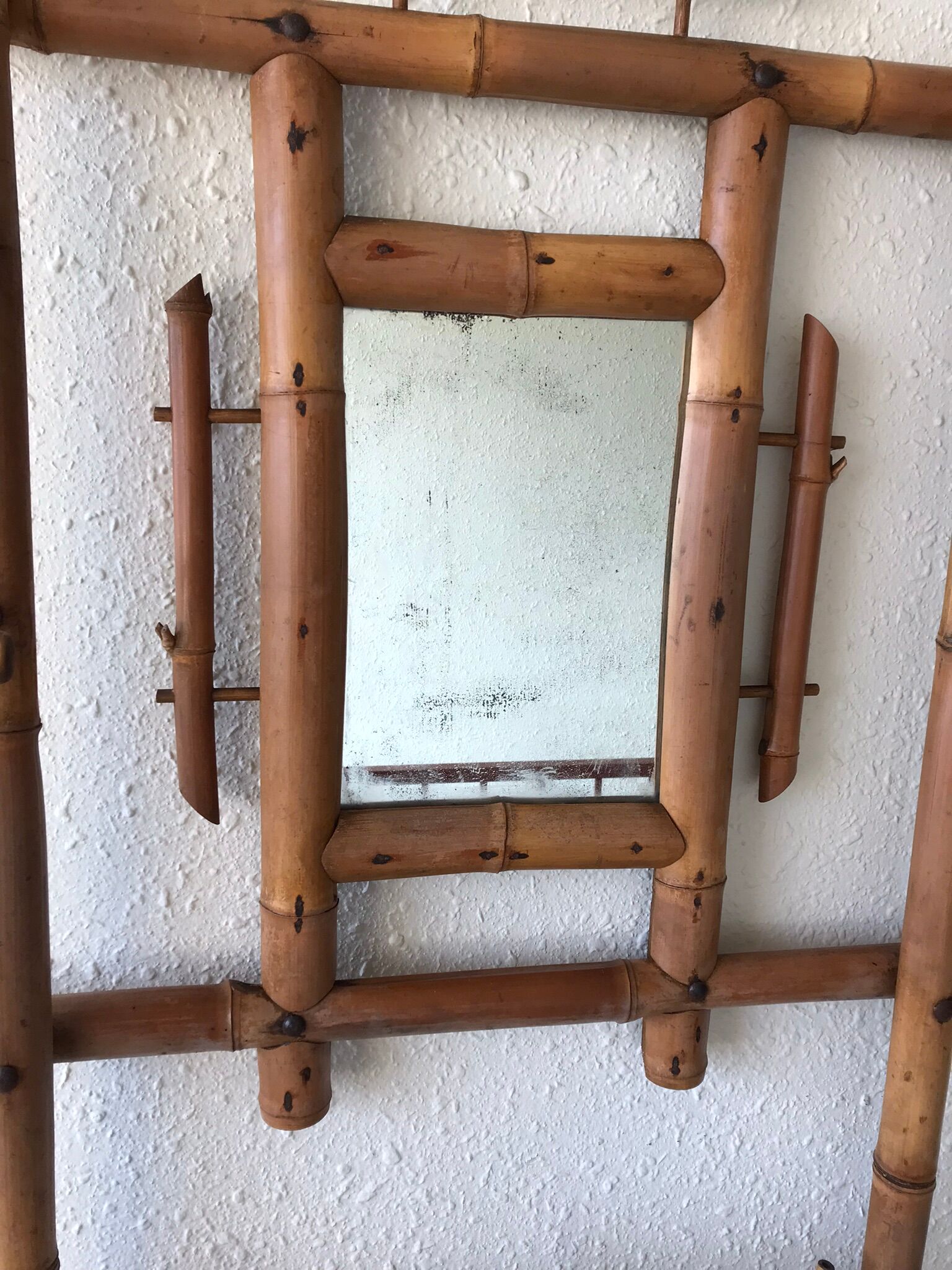 Antique rattan coat rack