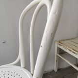 Set of 6 mismatched white chairs