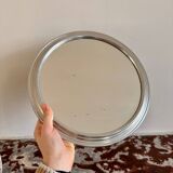 Round patinated mirror tray