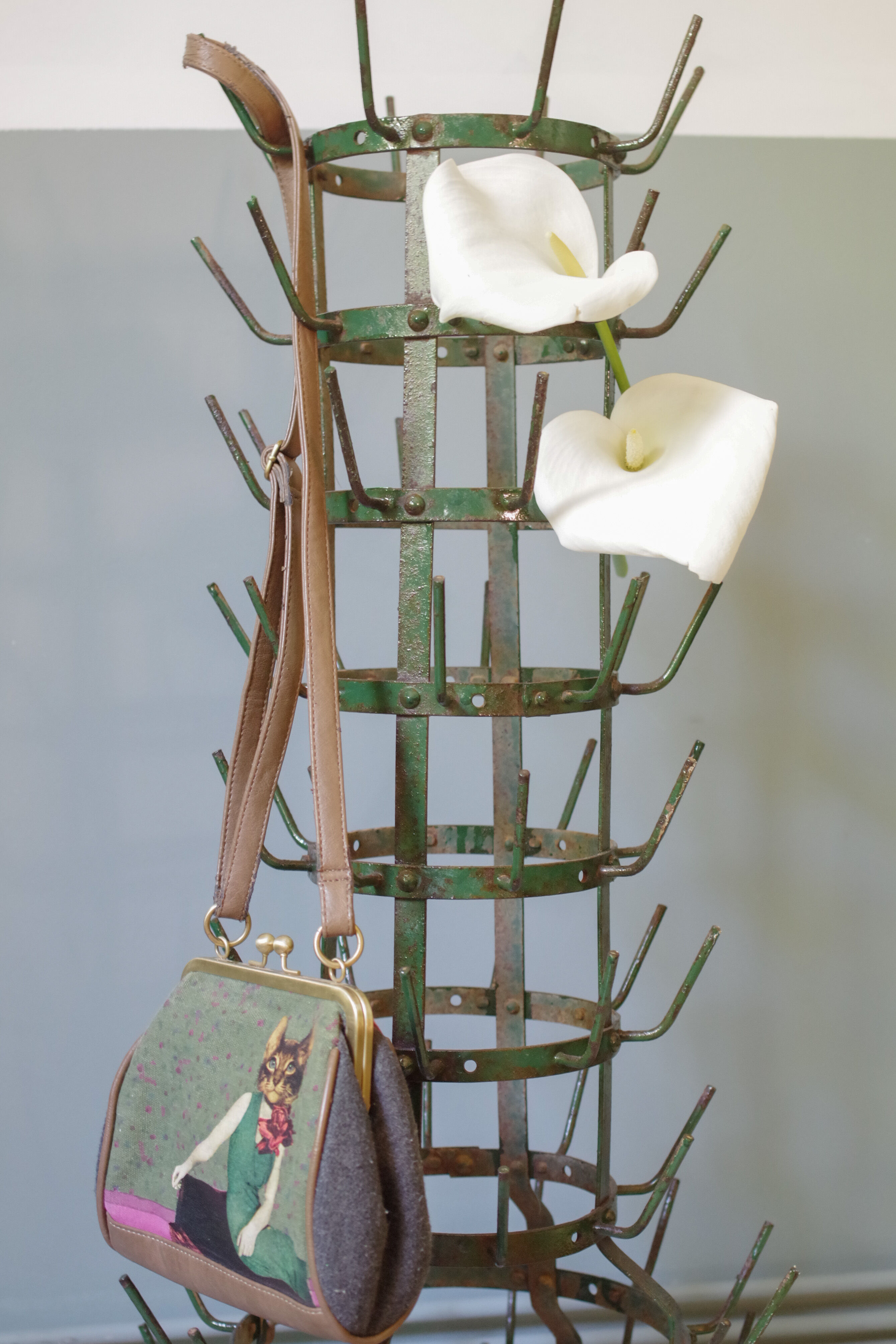 Vintage green bottle holder