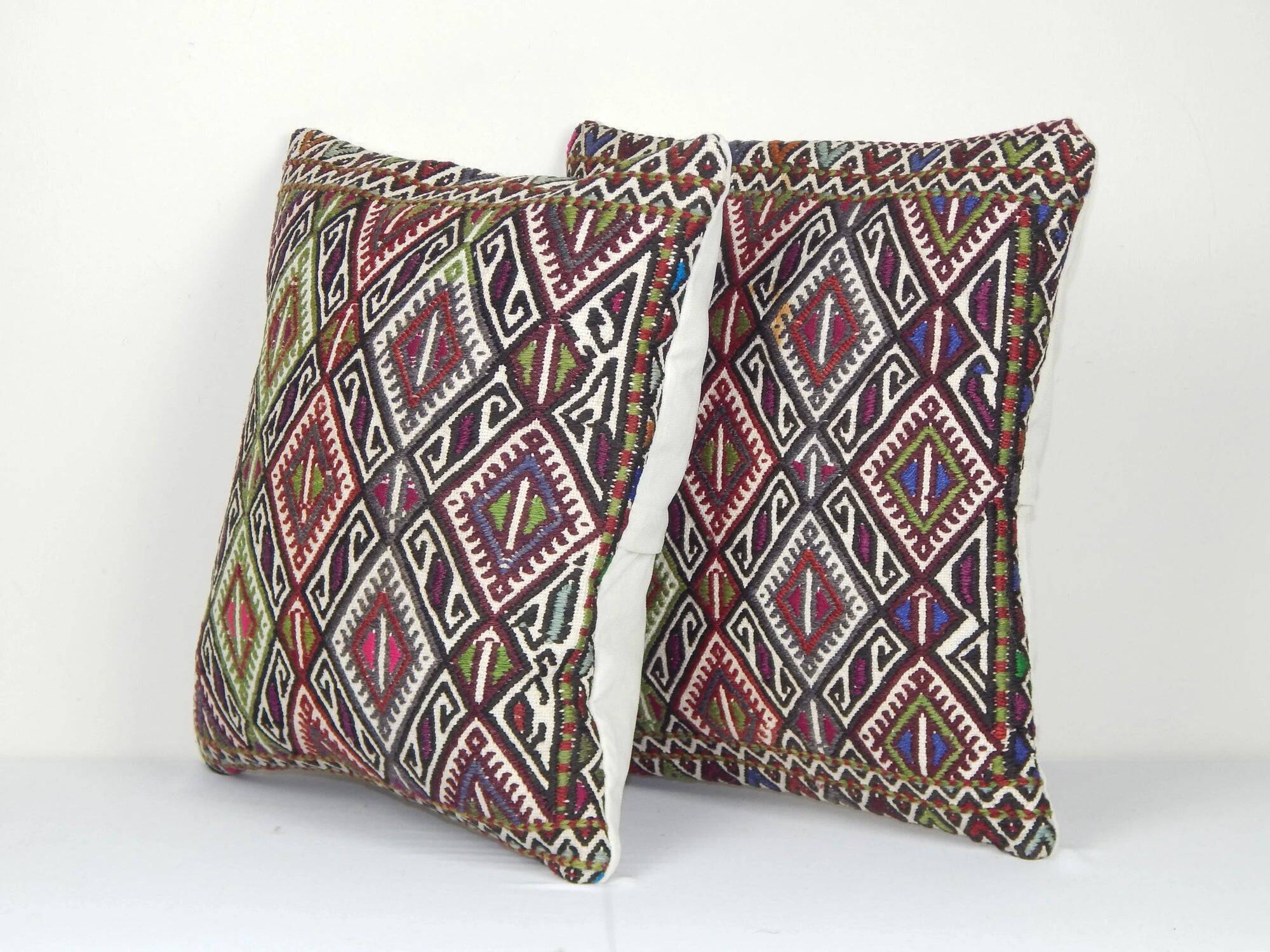 Set of 2 vintage kilim cushion covers 41x41 cm