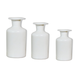 3 white vases