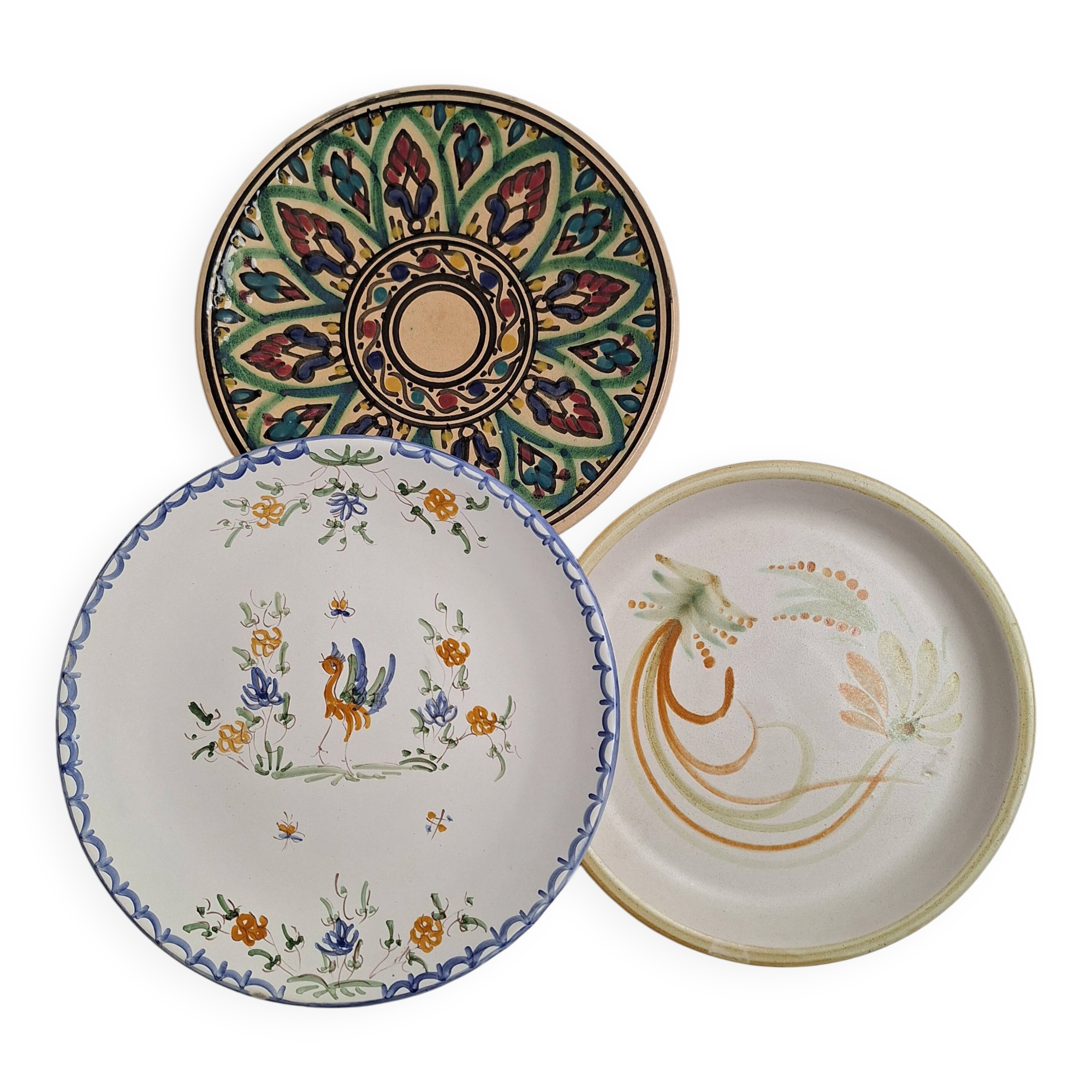 Henriot flat plates, hand-painted