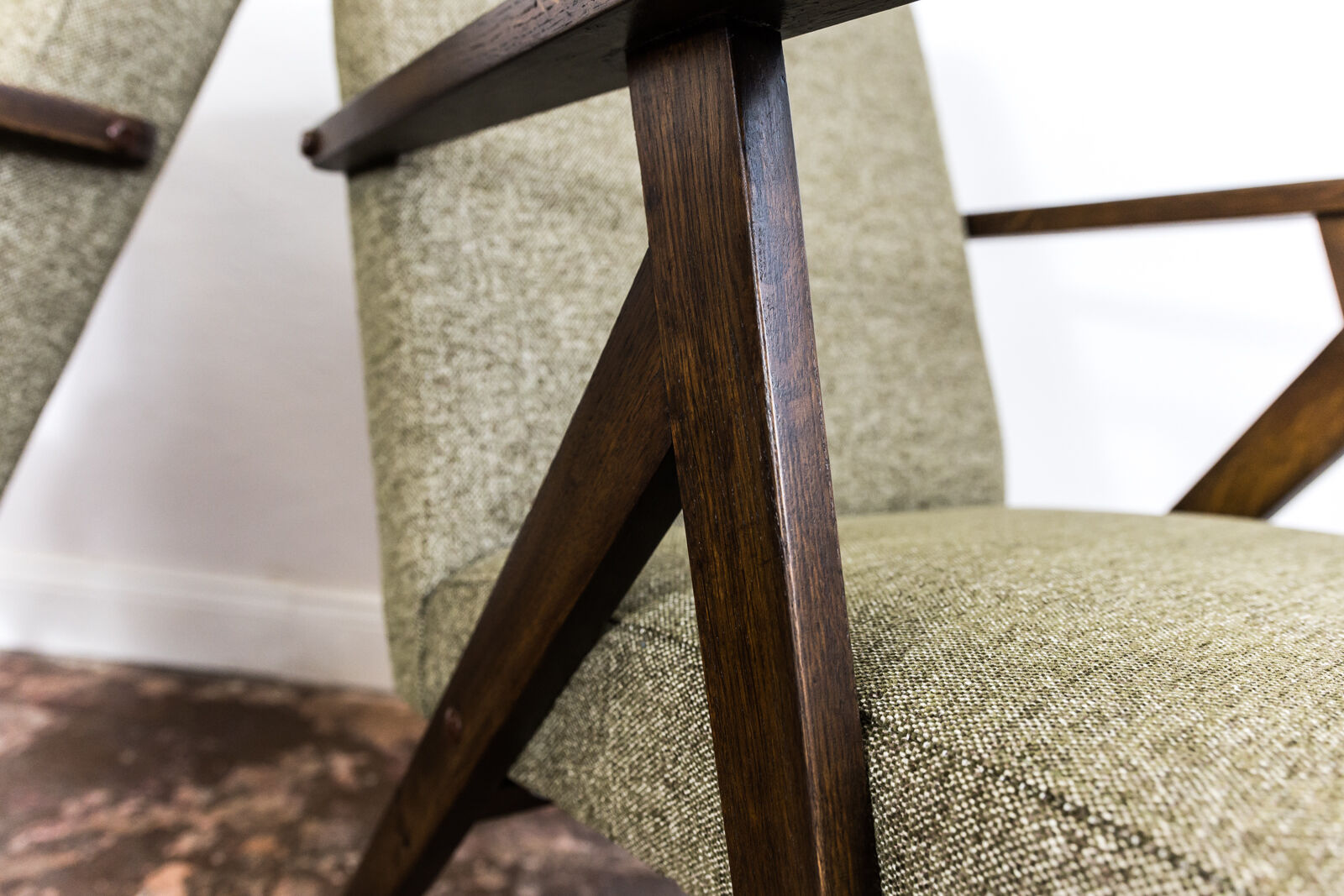 Pair Of Mid Century Oak Armchairs 1960's