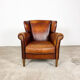 Vintage sheep leather wingback armchair zuna