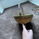 Vintage rattan and brass basket