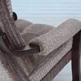 1970s, Danish armchair, light brown furniture corduroy, dark beech wood.