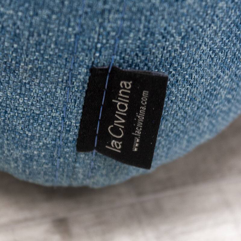 Modo pouf designed by Luca Botto for LaCividina in Blue fabric
