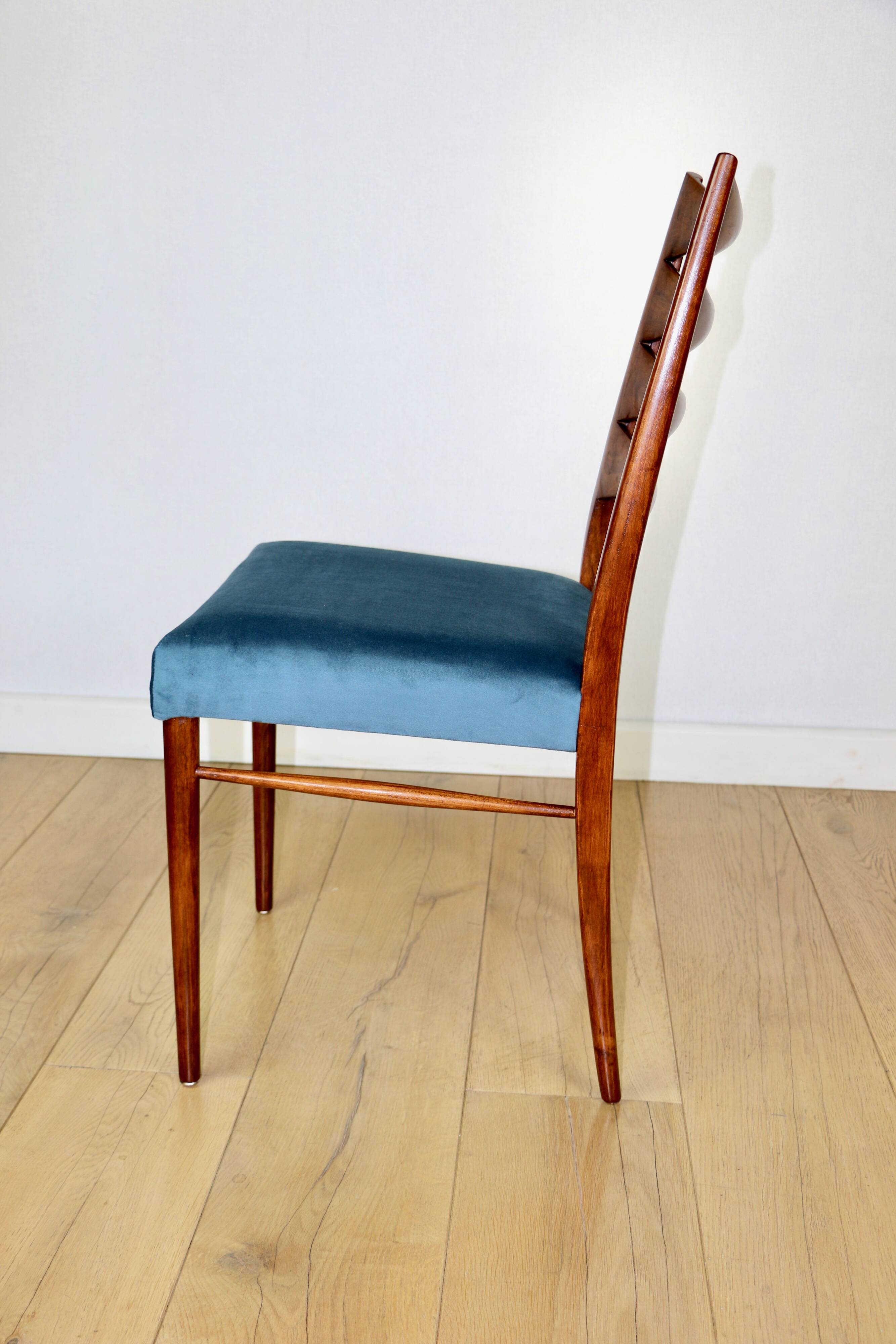 Danish vintage chairs blue turquoise vintage - set of 4 - great set