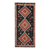 1970s Vintage Turkish Oushak Handmade Wool Cotton Black Area Rug 160X356