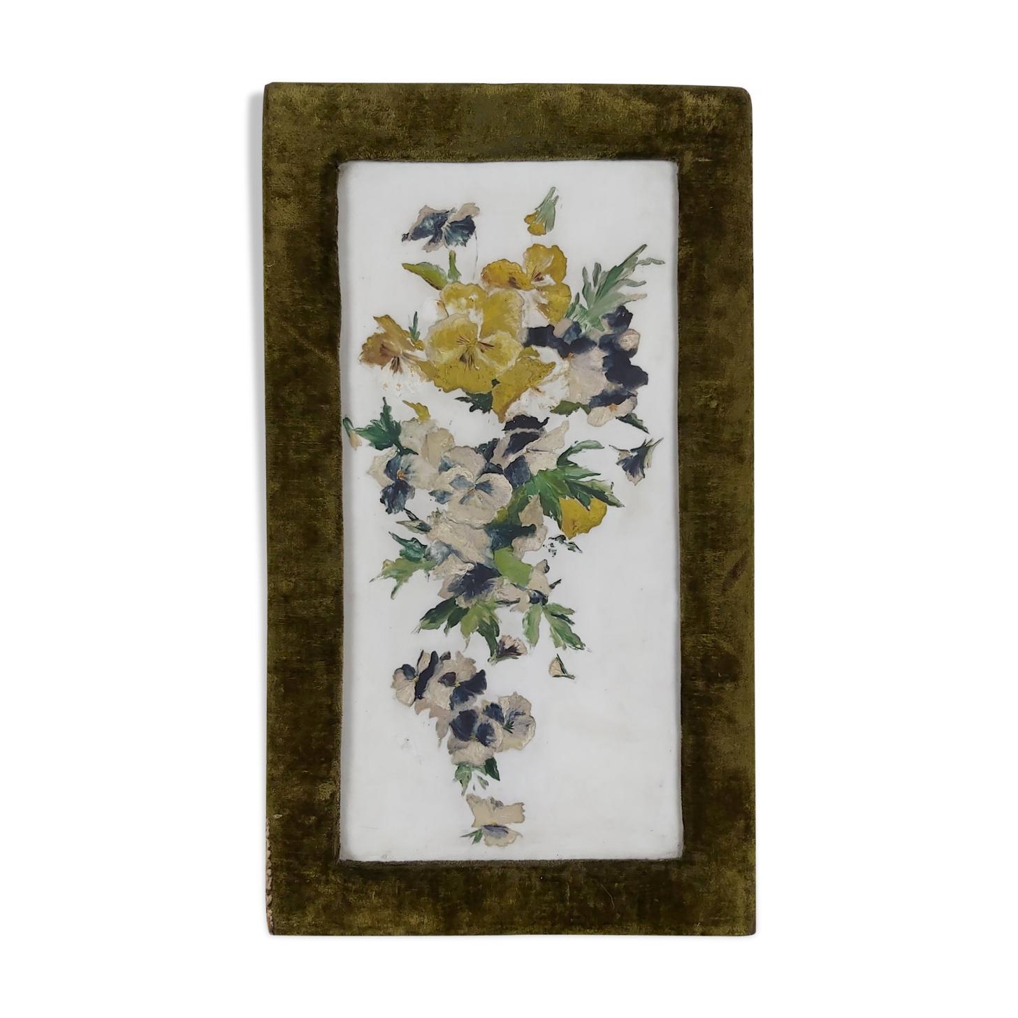 French vintage oil painting on alabaster