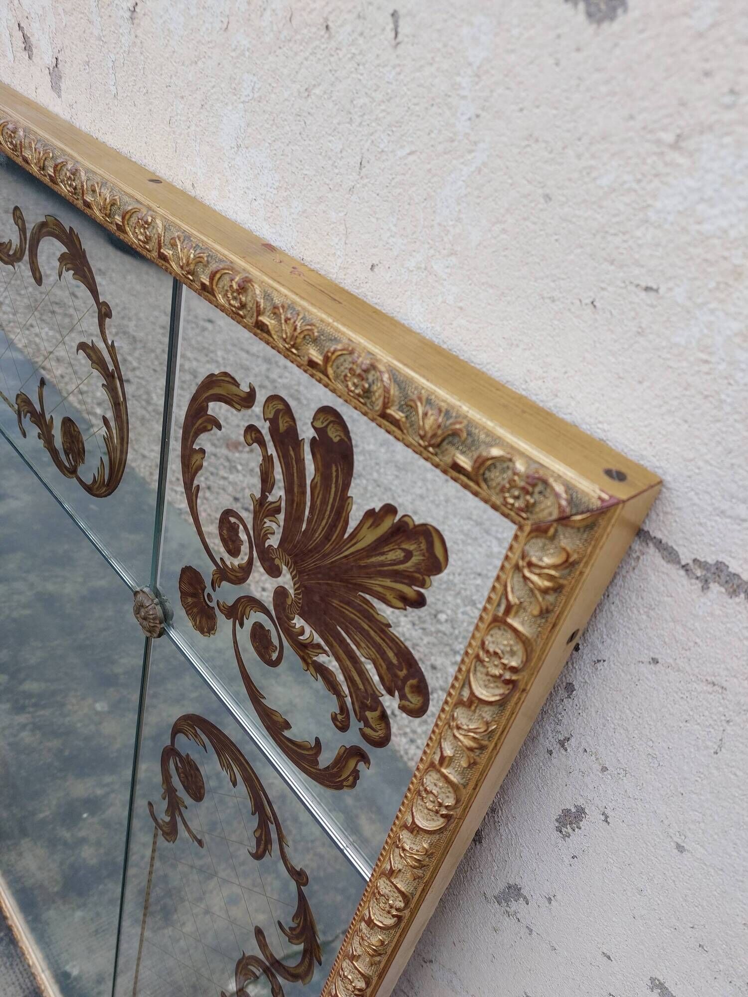 Venetian mirror Art Deco brasserie bistro in eglomerized glass 204x105cm
