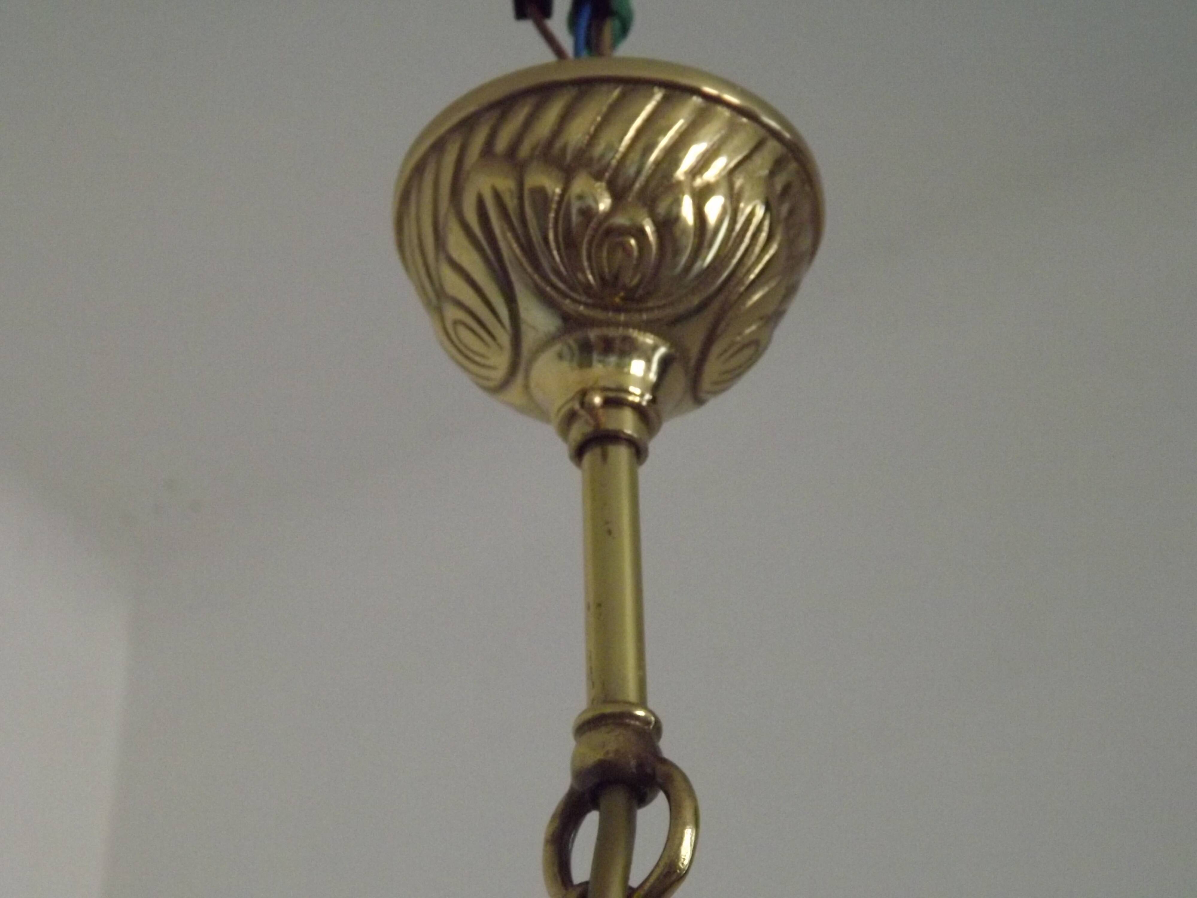 French Vintage 5 Light Quality Brass Chandelier with Scroll Acanthus Arms 5452