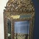 Miroir ancien en cuivre repoussé doré – époque Napoléon III